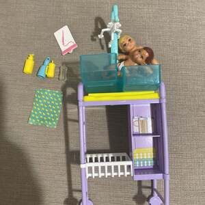 Mattel Barbie 2016 Purple Baby Nursery Changing Table Doctor's Cart